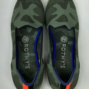 Rothy’s The Loafer Green Olive Camo Slip On Flats Sz 7.5 Retired Color Round Toe